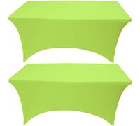 Gowinex 2 Pack 8FT Lime Spandex Tablecloth Stretch Fitted Table Cover for Rectangular Table Event, Wedding, Banquet and Parties