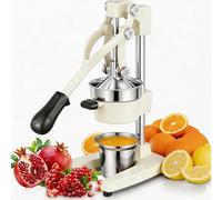 Gowintech Commercial Heavy Duty Cast Iron Hand Press Manual Orange Citrus Lemon Lime Grapefruit Pomegranate Fruit Juice Squeezer Machine with Stainless Steel Cup White