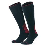 GoWith 1-2 Pairs1 Pair Unisex Merino Wool Compression Socks, 15-20 mmHg Thermal Travel Cushioned Knee-High Socks for Men & Women, Black-Red, Medium, Model: 3591