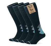 GoWith 1-2 Pairs2 Pair Unisex Merino Wool Compression Socks, 15-20 mmHg Thermal Travel Cushioned Knee-High Socks for Men & Women, Black-Turquoise, Small, Model: 3591