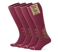 GoWith 1-2 Pairs2 Pair Unisex Merino Wool Compression Socks, 15-20 mmHg Thermal Travel Cushioned Knee-High Socks for Men & Women, Burgundy-Beige, Medium, Model: 3591