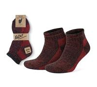 GoWith 1 Pair Unisex Alpaca Wool Hiking Socks, Thermal Sock Full Terry-Lined Soft Ankle Socks, Warm Alpaca-Merino Blend Low-Cut Socks, Brown-Red, Small, Model: 6007
