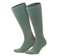 GoWith 1 Pair Unisex Merino Wool Compression Socks, 15-20 mmHg Thermal Travel Cushioned Knee-High Socks for Men & Women, Green-Beige, Small, Model: 3591