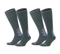 GoWith 2 Pair Unisex Merino Wool Compression Socks, 15-20 mmHg Thermal Travel Cushioned Knee-High Socks for Men & Women, Anthracite-Lilac, Medium, Model: 3591