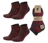 GoWith 2 Pairs Unisex Alpaca Wool Hiking Socks, Thermal Sock Full Terry-Lined Soft Ankle Socks, Warm Alpaca-Merino Blend Low-Cut Socks, Brown-Red, Medium, Model: 6007