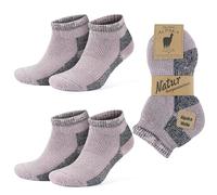 GoWith 2 Pairs Unisex Alpaca Wool Hiking Socks, Thermal Sock Full Terry-Lined Soft Ankle Socks, Warm Alpaca-Merino Blend Low-Cut Socks, Pink-Black, Small, Model: 6007