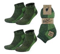 GoWith 2 Pairs Unisex Alpaca Wool Hiking Socks, Thermal Sock Full Terry-Lined Soft Ankle Socks, Warm Alpaca-Merino Blend Low-Cut Socks, Brown-Green, Small, Model: 6007