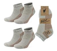 GoWith 2 Pairs Unisex Alpaca Wool Hiking Socks, Thermal Sock Full Terry-Lined Soft Ankle Socks, Warm Alpaca-Merino Blend Low-Cut Socks, Ecru-Beige, Large, Model: 6007
