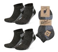 GoWith 2 Pairs Unisex Alpaca Wool Hiking Socks, Thermal Sock Full Terry-Lined Soft Ankle Socks, Warm Alpaca-Merino Blend Low-Cut Socks, Brown-Ecru, Large, Model: 6007