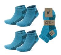 GoWith 2 Pairs Unisex Alpaca Wool Hiking Socks, Thermal Sock Full Terry-Lined Soft Ankle Socks, Warm Alpaca-Merino Blend Low-Cut Socks, Turquoise-Black, Medium, Model: 6007