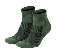GoWith 2 Pairs Unisex Running Socks, Anti-Blister Cushioned Athletic Performance Socks, Padded Seamless Ankle Socks, Khaki, X-Small, Model: 3594
