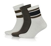 GoWith 3 Pairs Cotton Quarter Socks for Men, Striped Cushioned Sole Athletic Sports Socks, Casual Retro Ankle Socks
