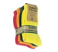 GoWith 4-5 Pairs Unisex Natural 97% Cotton Crew Socks, Comfy Cozy Breathable Seamless Casual Socks for Men & Women, Multicolor-2 - 4 Pairs, X-Large