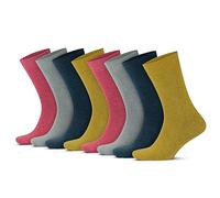 GoWith 4-8 Pairs Men's Socks Natural and Choice of Colours, Linen Cotton Mix, Seamless Crew Socks 3023, Colour Set - 8 Pairs (3023), 43-46