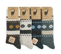 GoWith 4 Pairs of Alpaca Socks, Wool Socks for Men and Women, Alpaca Wool Outdoor Socks, Thermal Socks, Warm Winter Socks for Hiking and Trekking, Soft and Comfortable, Paint Set (3097), 39-42