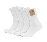 GoWith 4 Pairs Organic Cotton Crew Socks for Men & Women, Cushioned Athletic Socks, Seamless Breathable Soft Sport Socks