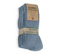 GoWith 4 Pairs Unisex Natural 97% Cotton Crew Socks, Comfy Cozy Breathable Seamless Casual Socks for Men & Women, Gray, Small, Model 3012