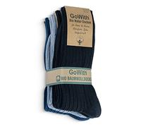 GoWith 4 Pairs Unisex Natural 97% Cotton Crew Socks, Comfy Cozy Breathable Seamless Casual Socks for Men & Women, Multicolor-3, Large, Model 3012