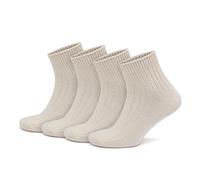 GoWith 4 Pairs Unisex Natural 97% Cotton Low Cut Socks, Comfy Cozy Breathable Seamless Casual Socks for Men & Women, Ecru, Small, Model 3010