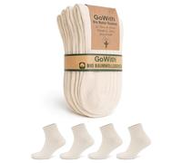 GoWith 4 Pairs Unisex Natural 97% Cotton Low Cut Socks, Comfy Cozy Breathable Seamless Casual Socks for Men & Women, Ecru, X-Small, Model 3010