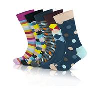 GoWith 5 Pairs Men’s Bamboo Viscose Funny Socks, Colourful Novelty Crew Socks, Soft, Breathable & Comfortable, Thin Everyday Socks, Gift Box 3563