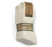 GoWith 5 Pairs Unisex Natural 97% Cotton Crew Socks, Comfy Cozy Breathable Seamless Casual Socks for Men & Women, Ecru, X-Small, Model 3013