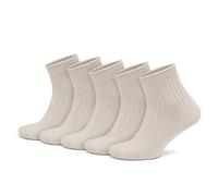 GoWith 5 Pairs Unisex Natural 97% Cotton Low Cut Socks, Comfy Cozy Breathable Seamless Casual Socks for Men & Women, Ecru, Large, Model 3010