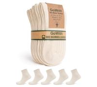 GoWith 5 Pairs Unisex Natural 97% Cotton Low Cut Socks, Comfy Cozy Breathable Seamless Casual Socks for Men & Women, Ecru, XLarge, Model 3010