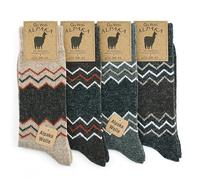 GoWith Alpaca socks for hiking and trekking, winter socks for men and women, soft and comfortable, thermal effect, crew merino wool socks, pre-washed, Assortie - 4 pairs (model: 3099), 35-38