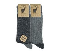 GoWith Alpaca Wool Socks for men and women, 2 pairs multipack, fine knit, warm, soft, cosy, natural wool, thermal, thick boot socks, walking hiking camping, grey size 3-5