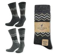 GoWith Alpaca Wool Socks for Men and Women, 2 Pairs, Thermal Socks for Hiking and Camping, Fine-Knitted, Thick, Merino Wool Boot Socks, Warm, Beige Brown Grey Dark Grey, UK Size 3-5, 6-8, 9-11