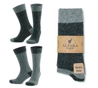 GoWith Alpaca Wool Socks for Men and Women, Unisex Thermal Crew Socks for Hiking, Work, Outdoor, Mod:3096, 2 Pairs - grey - Medium