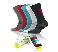 GoWith Men's Bamboo Walking Socks, 5 Pairs Box, Colourful Soft Comfortable and Breathable, Anti-Blister Quick Dry Natural Bamboo Socks for Walking Camping Socks Black White Red Grey UK Size 6-11