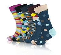 GoWith Men's Bamboo Walking Socks, 5 Pairs Box, Colourful Soft Comfortable and Breathable, Anti-Blister Quick Dry Natural Bamboo Socks for Walking Camping Socks Black White Red Grey UK Size 6-11