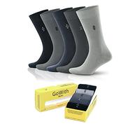 GoWith Men's Bamboo Walking Socks, 5 Pairs Box, Colourful Soft Comfortable and Breathable, Anti-Blister Quick Dry Natural Socks UK Size 6-11, Assortie, Model: 3558