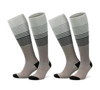 GoWith Unisex Knee High Compression Socks, 15-20 mmHg Rayon Made From Bamboo Socks, Breathable Travel Socks for Men & Women, Beige, Medium, 2 Pair