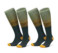 GoWith Unisex Knee High Compression Socks, 15-20 mmHg Rayon Made From Bamboo Socks, Breathable Travel Socks for Men & Women, Orange, Large, 2 Pair
