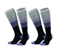 GoWith Unisex Knee High Compression Socks, 15-20 mmHg Rayon Made From Bamboo Socks, Breathable Travel Socks for Men & Women, Purple, Large, 2 Pair