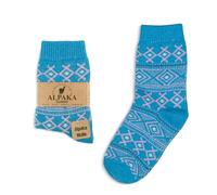 GoWith Vintage Alpaca Wool Socks for Men & Women, Thick Cozy Warm Alpaca-Merino Blend Socks, Soft Thermal Hiking Boot Socks, 1 Pair, Blue, Small