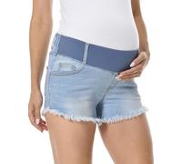 Gowjog Jeans Shorts Pregnancy Shorts Jeans Pregnancy Jeans Short Maternity Shorts Jeans Low Waist Ripped Raw Hem Maternity Fashion Summer, Power Blue, L