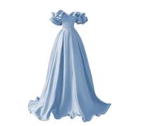 Gown for women party,Off The Shoulder Satin Prom Dresses A Line Wedding Ball Gown Fommal Evening Gown for Women with Train