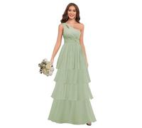 Gown for women party,One Shoulder Chiffon Bridesmaid Dresses Layered A Line Ruffle Formal Dresses for Women
