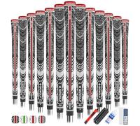 Gowolf 2024 New Cross Corded Rubber Golf Grips 13 Pack, Back Rib Improved Control Multi-compound Hybrid Golf Club Grips, with Free 15 Tapes (Black(Grips+Full Kits), Midsize)