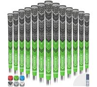 Gowolf Golf Grip 13 Pack Cord Rubber Multi-Compound Golf Driver Irons Club Grips with 15pcs Free Tapes (Green,Standard)