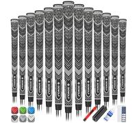 Gowolf Golf Grips Cord Rubber Multi-compound Golf Driver Irons Club Choose 13 Grips with 15pcs Tapes or 13 Grips with Full Kits (Black+white （13 grips with kit）, Standard)