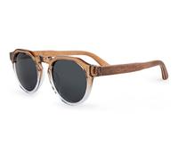 GOWOOD Panto Round Beige Faded Women and Mens Sunglasses Polarized Black Lenses with Walnut-Maple-Walnut Wood Temples