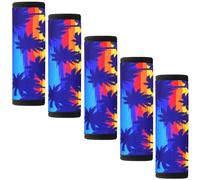 Gowraps 5 Pack Neoprene Luggage Handle Wraps Bright Luggage Tags/Identifiers/Marker/Grips Travel Accessories for Airplane/Flying/Luggage (Palm Tree)