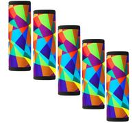 Gowraps 5 Pack Neoprene Luggage Handle Wraps for Suitcase Travel Luggage Tags/Identifiers/Marker/Grips (2.0 Version) (Geometry)