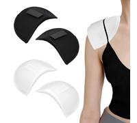 GOWTX 4 Pairs Shoulder Pads with Velcro, Soft Detachable Set-in Shoulder Pad, Covered Sewing Foam Breathable Sponge Pads, Sloping High Low Shoulders Pad for Suit Blazer Coat T-Shirt(White Black)
