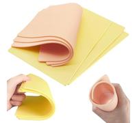 GOWTX 6PCS Blank Tattoo Skin Practice, 3mm, A5, Silicone Pads, Tattoo Practice Stencil, Fake Skin Supplies for Beginners Artists (Skin Tone, Yellow)
